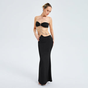 Metal Chain Halterneck Cutout Party Dress - Bold and Daring - MRC STORE
