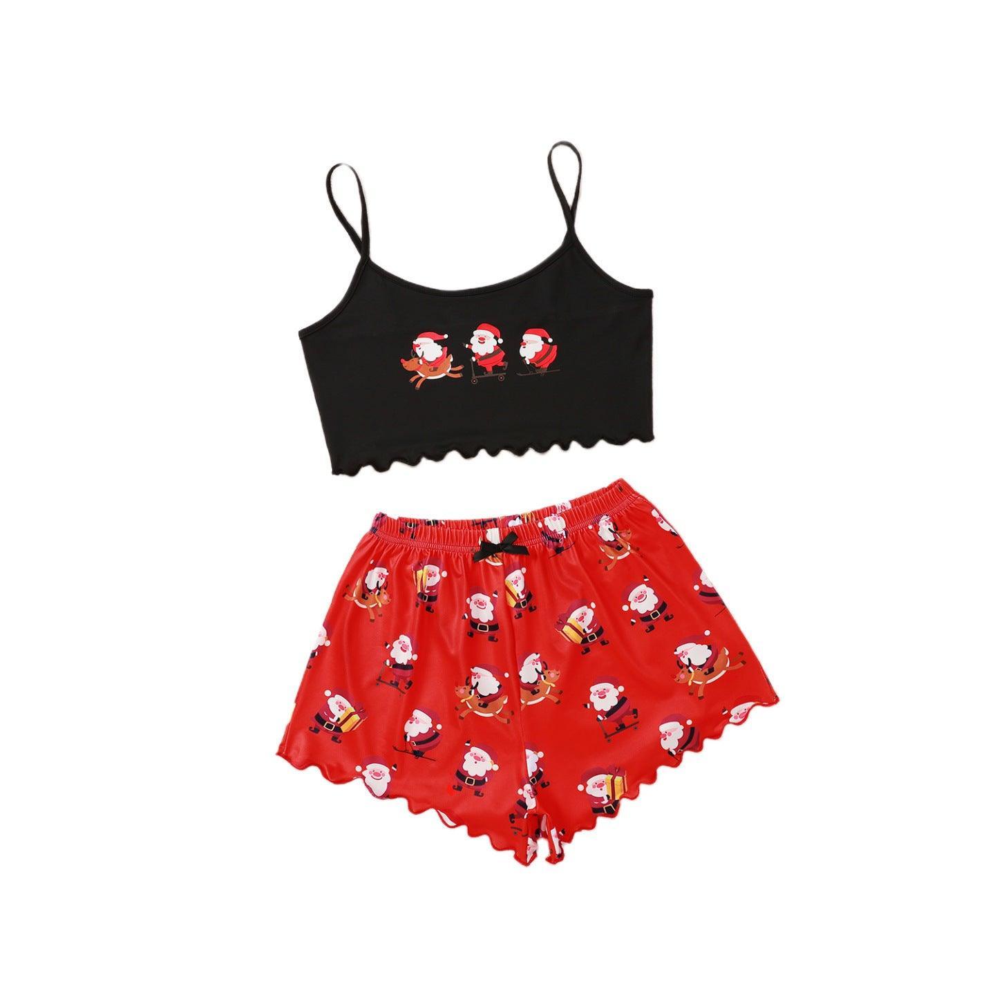 Women's Spaghetti Straps Sleeveless Pajamas – Fun & Festive Holiday Comfort - MRC STORE