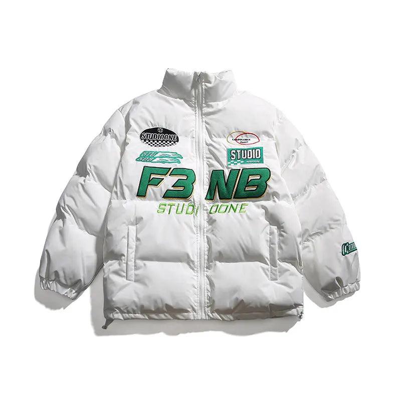 Solid Color Racing Embroidered Jacket - MRC STORE