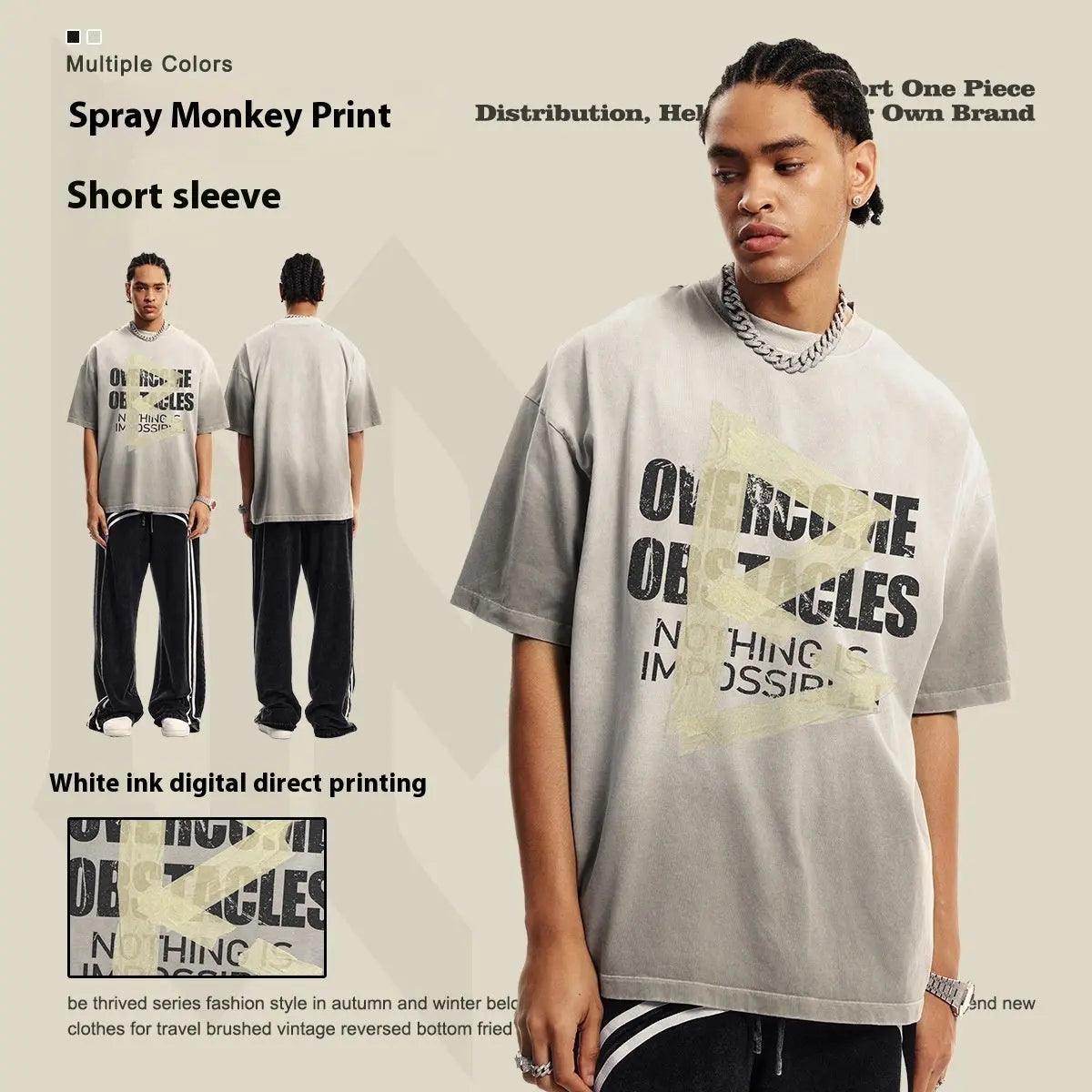 Oversized Washed Letter T-Shirt - MRC STORE