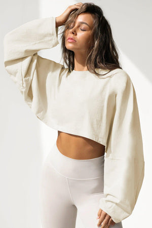 Women's Round Neck Distressed Sports Sweater – European & American Short Pullover - MRC STORE