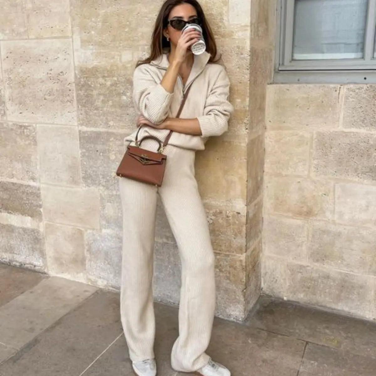 Comfortable Lapel Long Sleeve Pants Suit - MRC STORE