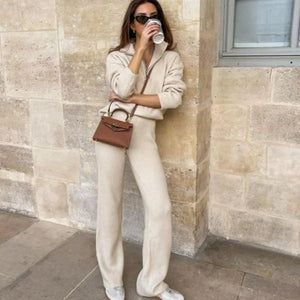 Comfortable Lapel Long Sleeve Pants Suit - MRC STORE