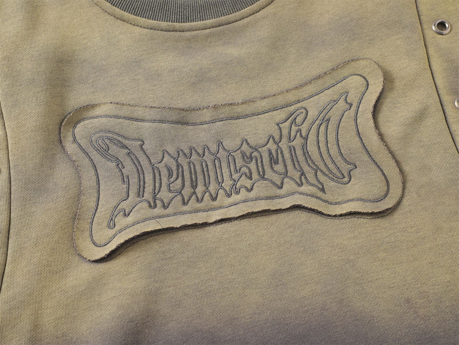 High Street Washed Distressed Embroidered Round Neck Sweater MRC STORE