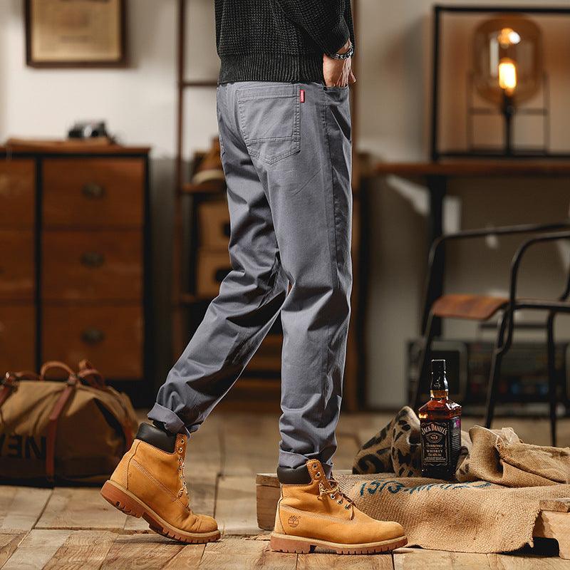 Solid Color Business Style Slim-Fitting Long Pants - MRC STORE