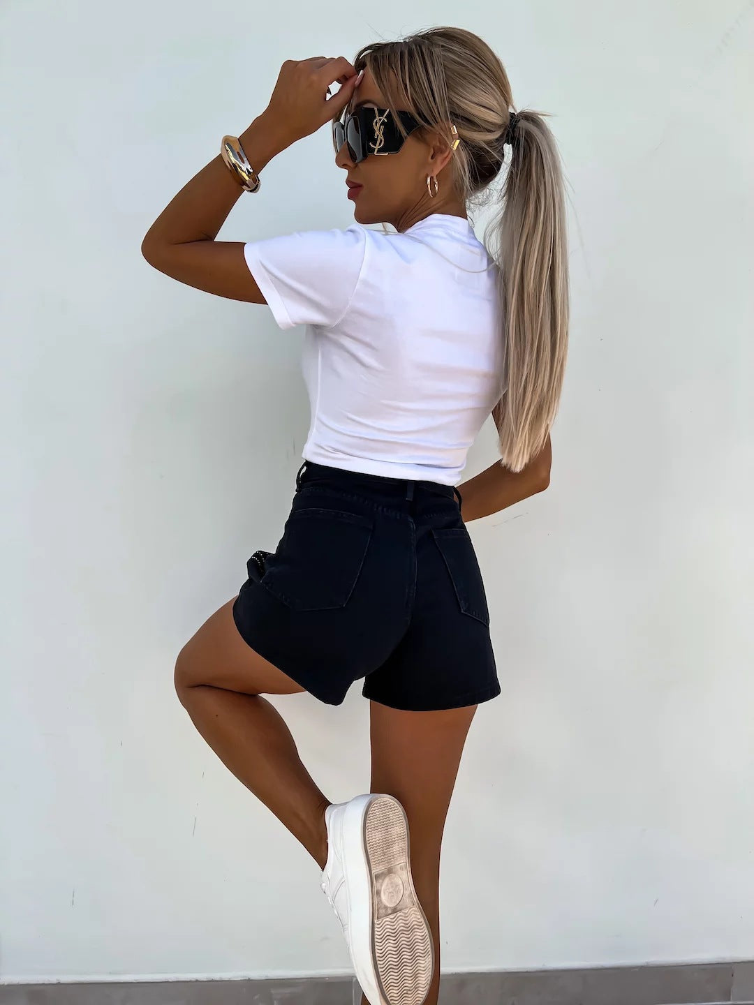 Women’s Denim Shorts - Rhinestone Straight My Store