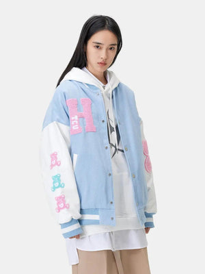 Embroidered Bear Casual Baseball Jacket - MRC STORE