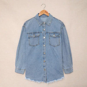 Denim Lapel Top - MRC STORE