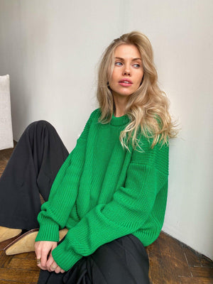 Loose Solid Color Sweater for Casual Comfort - MRC STORE