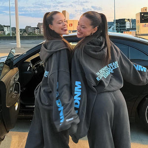 Trendy Letter Print Sweatshirt Coat - MRC STORE