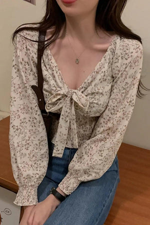 V Neck Chiffon Blouse - MRC STORE