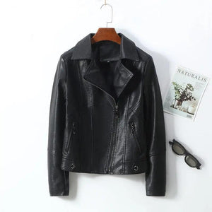 Lapel Small Leather Coat - MRC STORE
