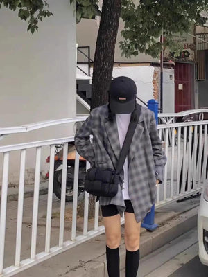 Woven Diamond Plaid Crossbody Pillow Bag - MRC STORE