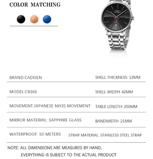 Cadisen C8166 Men’s Luminous Mechanical Watch My Store