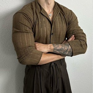 Men’s Hollow Cardigan - Solid Color Slim My Store