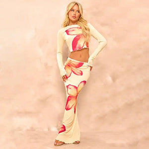 Round Neck Long Sleeve Top Mid length Dress Set - MRC STORE