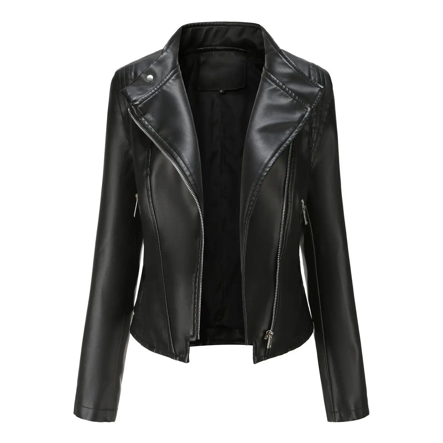 Slim Fit PU Leather Coat - MRC STORE