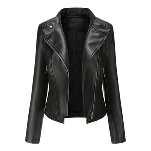 Slim Fit PU Leather Coat - MRC STORE