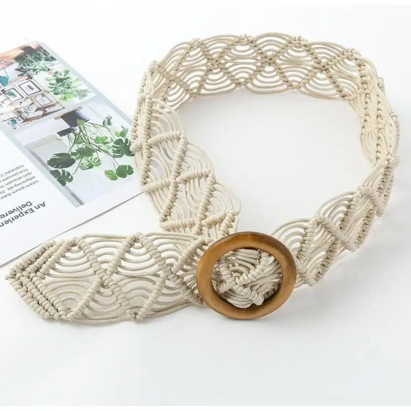 Vintage Woven Wooden Buckle Belt - MRC STORE