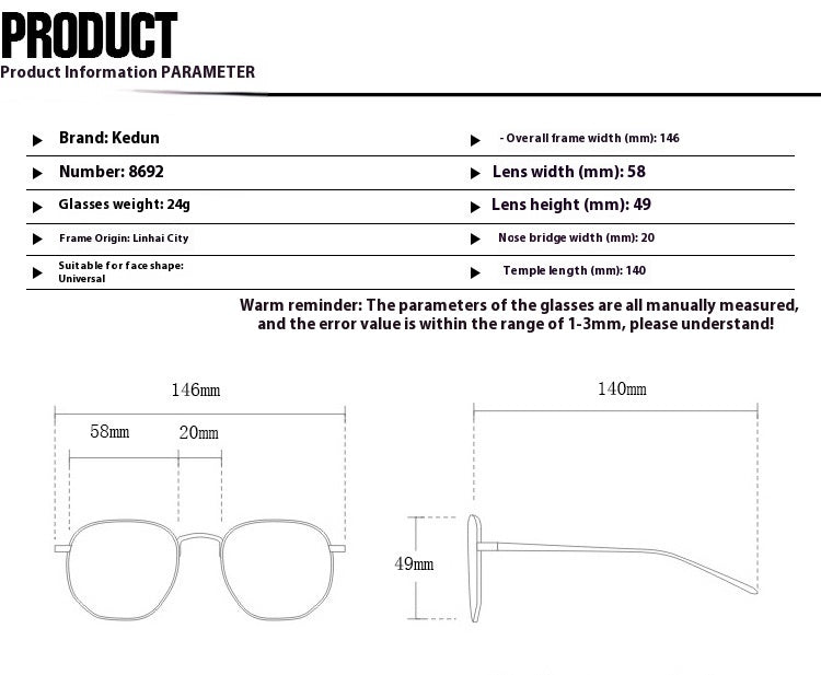 Men’s UV Sunglasses - Double Beam Gold Gray My Store
