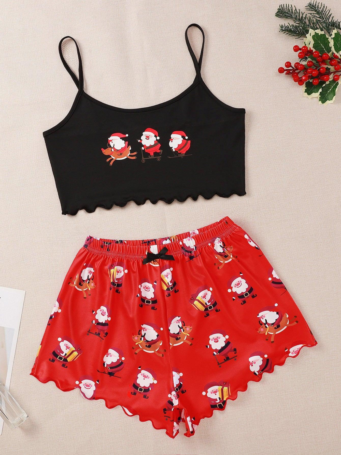 Women's Spaghetti Straps Sleeveless Pajamas – Fun & Festive Holiday Comfort - MRC STORE