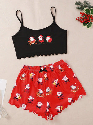 Women's Spaghetti Straps Sleeveless Pajamas – Fun & Festive Holiday Comfort - MRC STORE