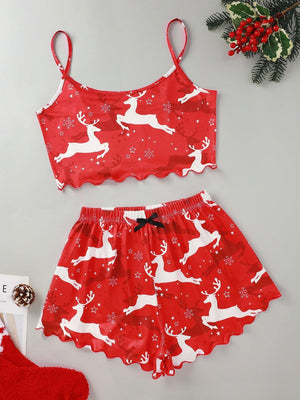 Women's Spaghetti Straps Sleeveless Pajamas – Fun & Festive Holiday Comfort - MRC STORE