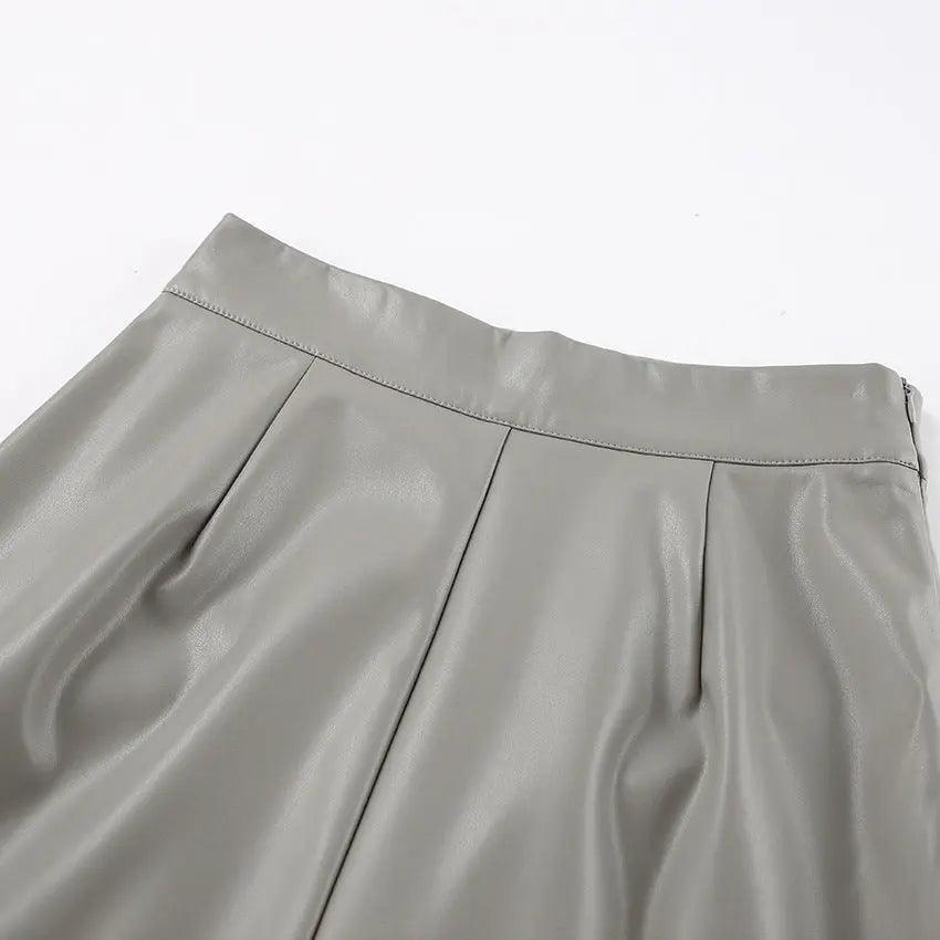 French Fashion Slit Leather Skirt - MRC STORE