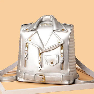 Trendy Leather Textured Jacket Backpack - MRC STORE