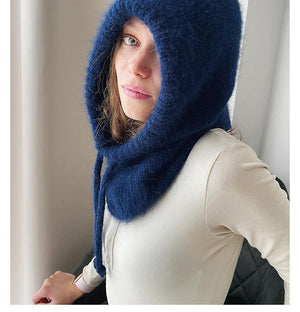 Women's Autumn Warm Scarf-Neck Woolen Knitted Hat - Dome Style Rabbit Fur - MRC STORE