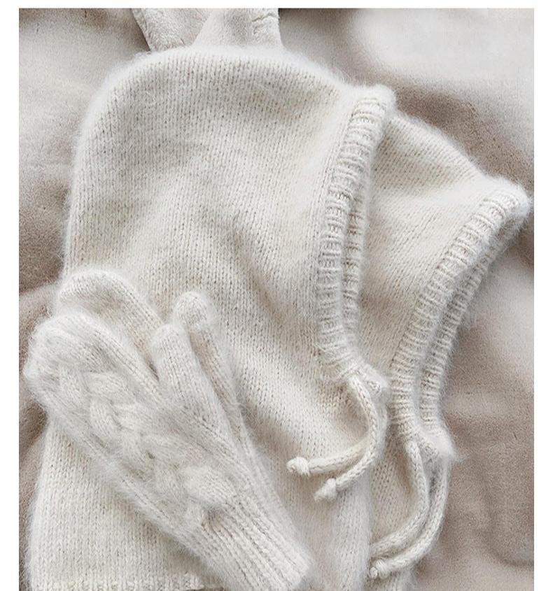 Women's Autumn Warm Scarf-Neck Woolen Knitted Hat - Dome Style Rabbit Fur - MRC STORE