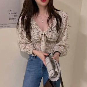 V Neck Chiffon Blouse - MRC STORE