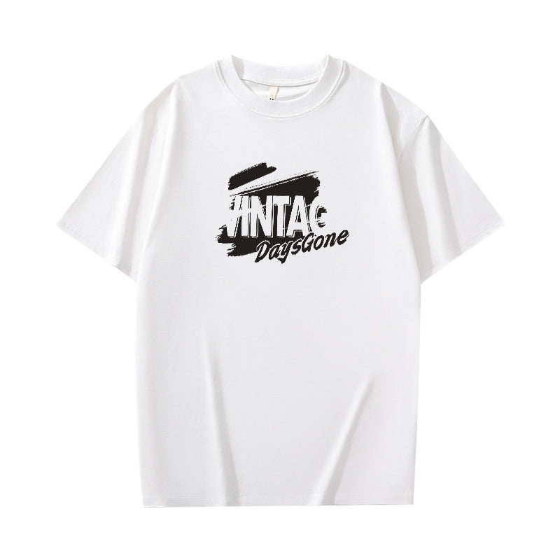 Men's Solid Color Short-Sleeved Cotton T-Shirt - Cartoon Pattern My Store