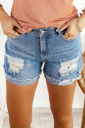Washed & Frayed Casual Shorts - MRC STORE