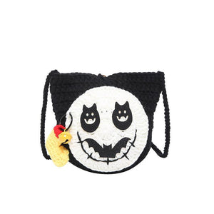 Halloween Handmade Wool Bat & Pumpkin Woven Shoulder Messenger Bag - MRC STORE