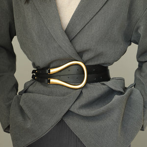 Women’s Leather Belt - Retro Gold Copper Buckle My Store
