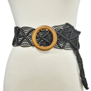 Vintage Woven Wooden Buckle Belt - MRC STORE