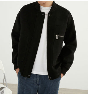 Men’s Woolen Coat - Short Baseball Style My Store  75.99