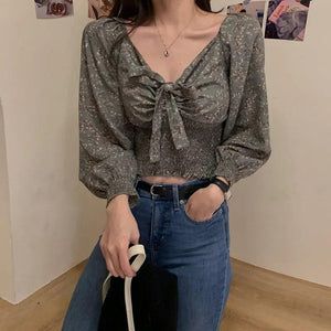 V Neck Chiffon Blouse - MRC STORE