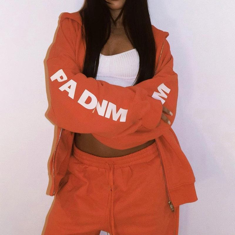 Trendy Letter Print Sweatshirt Coat - MRC STORE