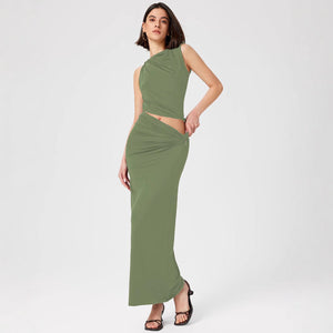 Women’s Fashion Suit - Sleeveless Long Skirt Set My Store
