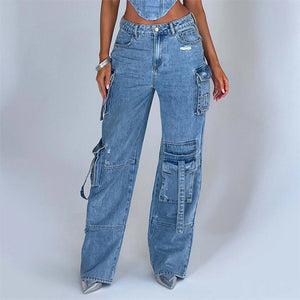 Women’s Low Waist Jeans - Tube Top Wide-Leg Set My Store  46.43