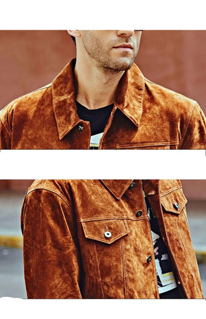 Men’s Leather Jacket - Pig Skin Brown - MRC STORE