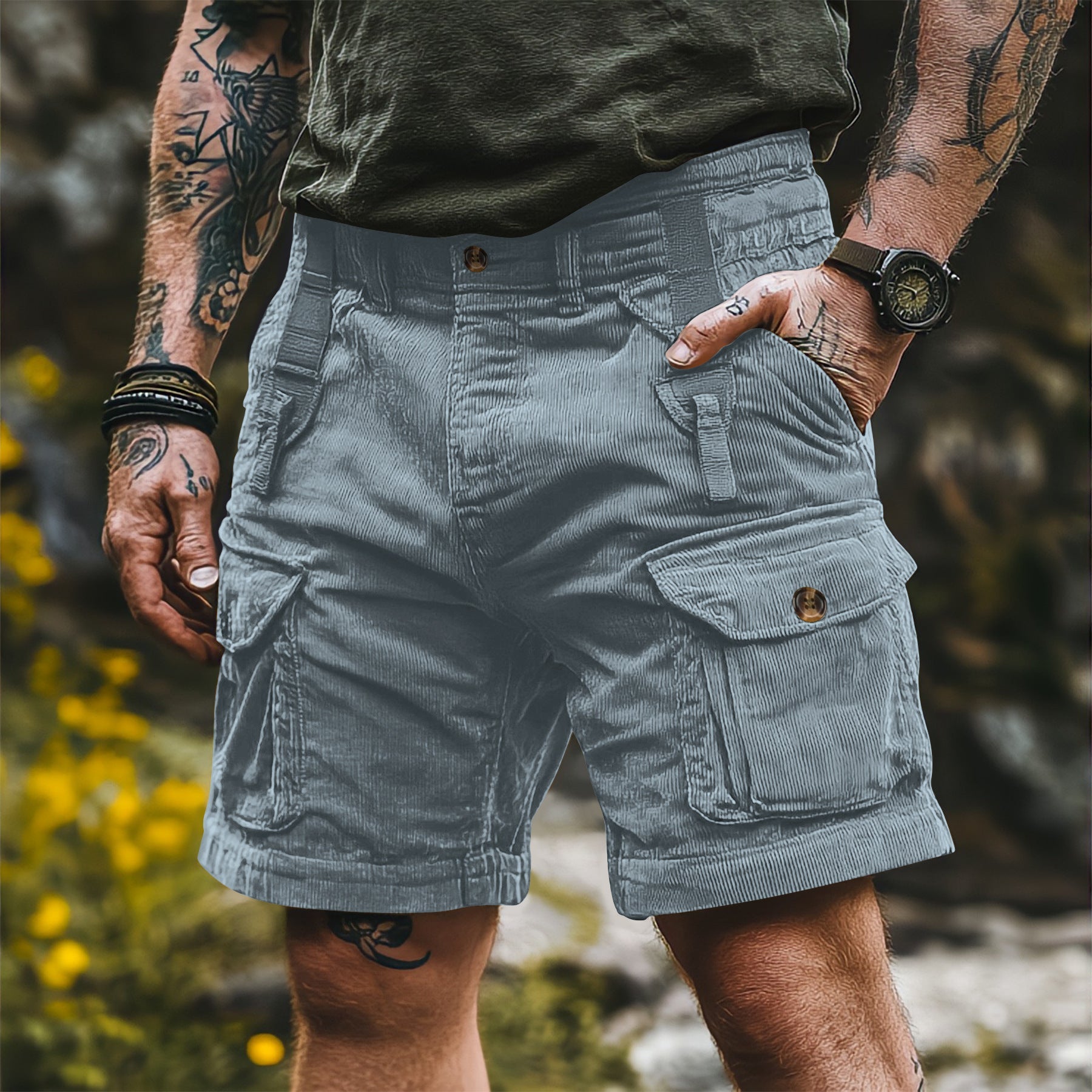 Men’s Casual Shorts - Multi-Pocket Overalls My Store  29.54