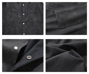 Retro American Washed PU Vintage Leather Shirt - MRC STORE