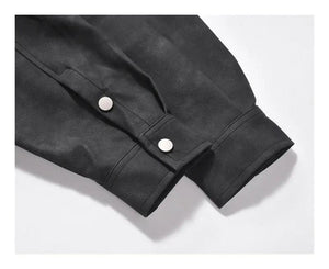 Retro American Washed PU Vintage Leather Shirt - MRC STORE