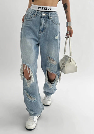 Light Blue Ripped jeans - MRC STORE