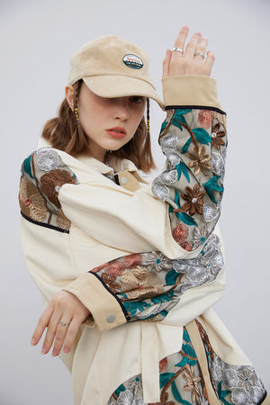 Unisex Stitching Lace Coat – Casual Khaki Jacket for Youth My Store