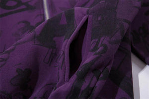 Graffiti Print Hooded Sweatshirt - MRC STORE