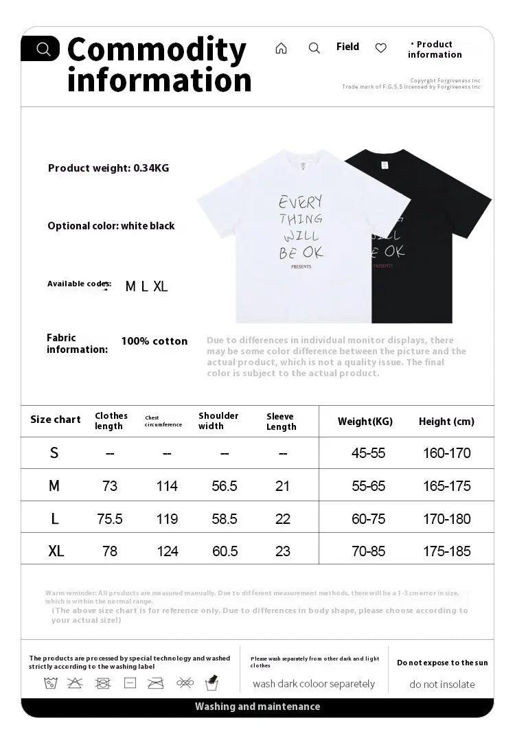 Every Thing Will  Be Ok Casual print T-shirt - MRC STORE